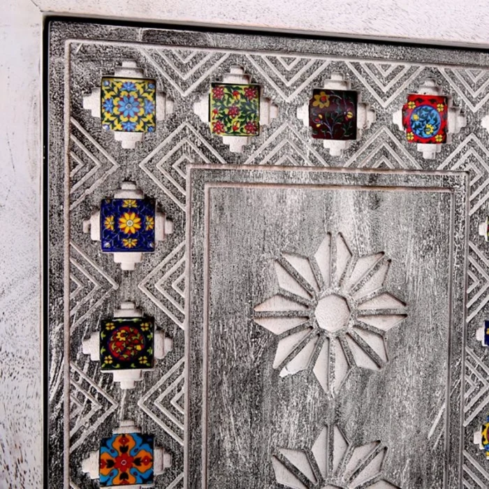 04-700x700 Crown Grey Wash Carved Cabinet - Image 3