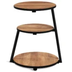 Vintage Brown 3-Tier Round End Table - Image 3