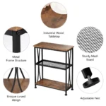 Industrial Rustic 3-Tier Storage Side Table - Image 3