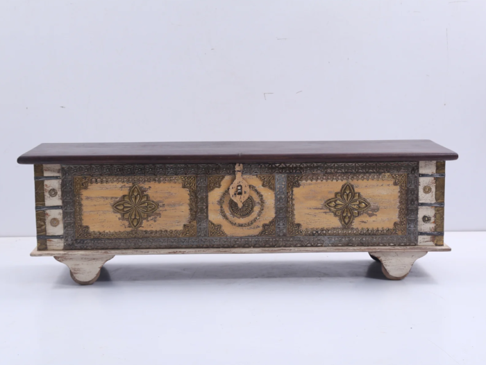 1 (1) Priti Brown and Cream Embellished Trunk - Image 2