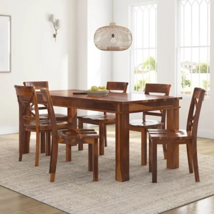 PRITI : Antipolo Rustic Solid Wood Dining Table Chair Set