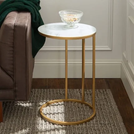 Contemporary Marble Finish Side Table