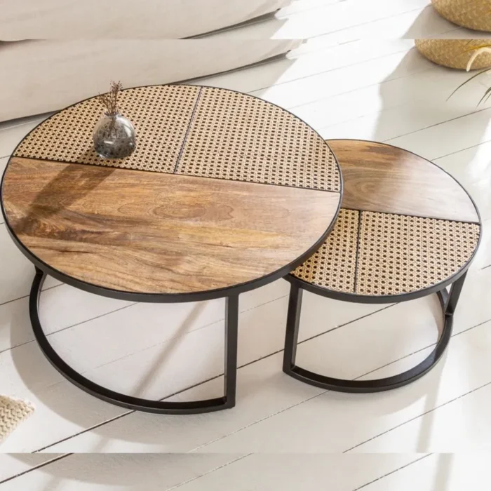 1-20 Stella Round Wooden Nesting Coffee Table