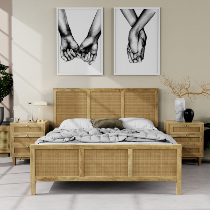 1-20 Priti : Glamping Rattan Queen Bed - Image 1