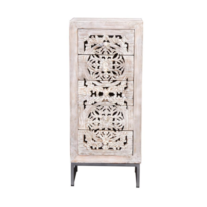 1-292 Accra Hand-Carved Wooden Chest of Drawers - Image 2