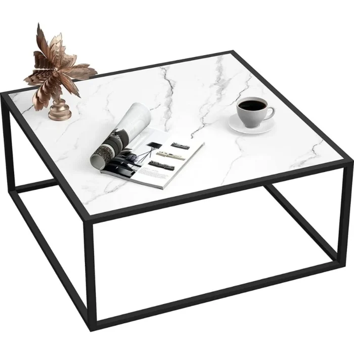 Stoke Marble Finish Square Coffee Table - Image 2