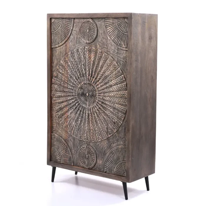 1-3 Olive Walnut Carved Cabinet - Image 3