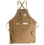 Carrotez Chef Apron, Cotton Canvas Cross Back Adjustable Apron with Pockets for Women and Men, Adjustable Size S to L – Cappuccino Brown