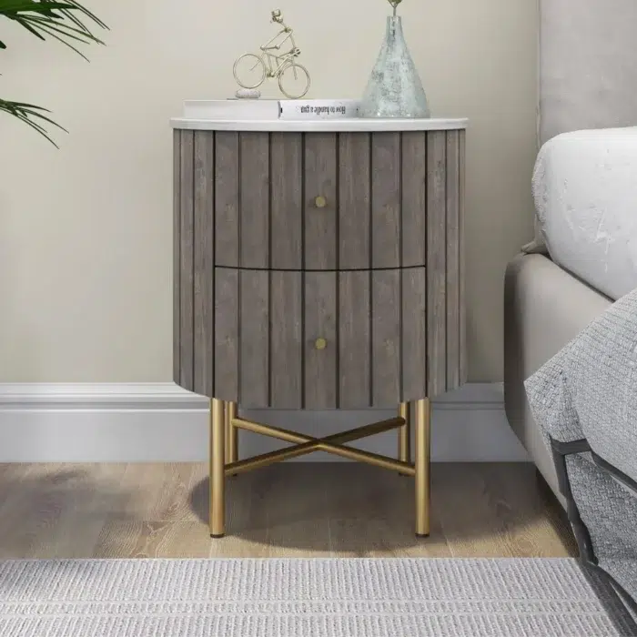 1-335 Piano 2 Drawer Bedside Table