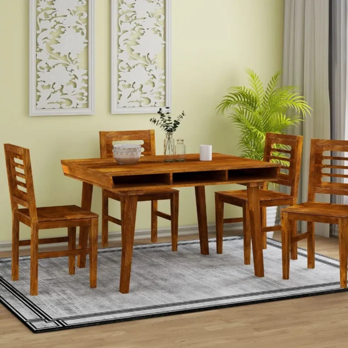 1-342 Lyon Solid Wood 4 Seater Dining Table - Image 1