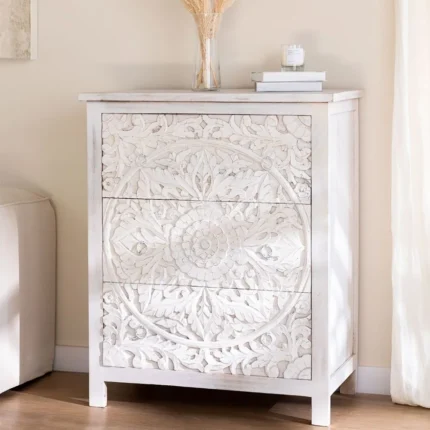 De Casa Carved 3 Drawer Chest
