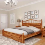 Priti : Colonial Rail Top Solid Wood Platform Bed Frame