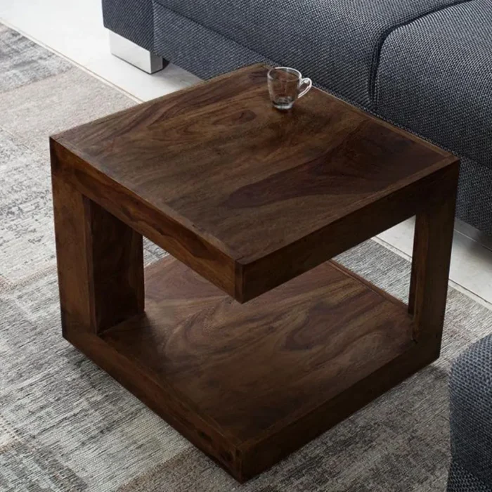 1-66 Brazza Dark Solid Wood Side Table