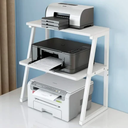 MULTI-LAYER 3 TIER PRINTER STAND | WHITE METAL WOOD STORAGE SHELF ORGANIZER