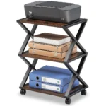 3 Tier Stand | Multi-purpose Wood Storage Shelf Organizer For Scanner, Printer With Wheels - Image 3