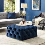 Lester Modern Navy Solid Velvet Poufs With Amazing Design
