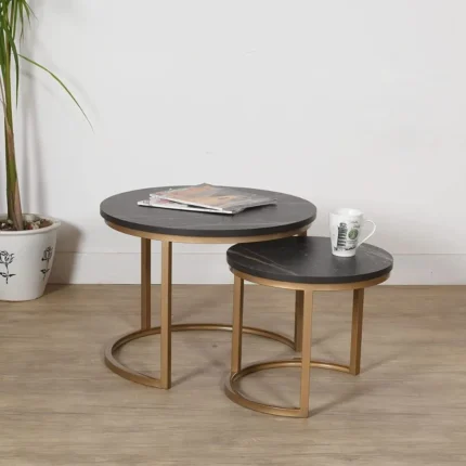 York Nested Coffee Table With Black Top