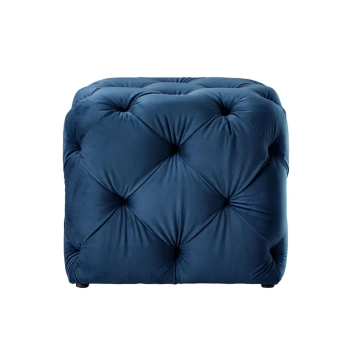 1-89 Genevieve Modern Grey Velvet Pouf Set Of 2 - Image 2