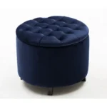 20” Wide Velvet Tufted Round Storage Poufs with Storage - Image 4
