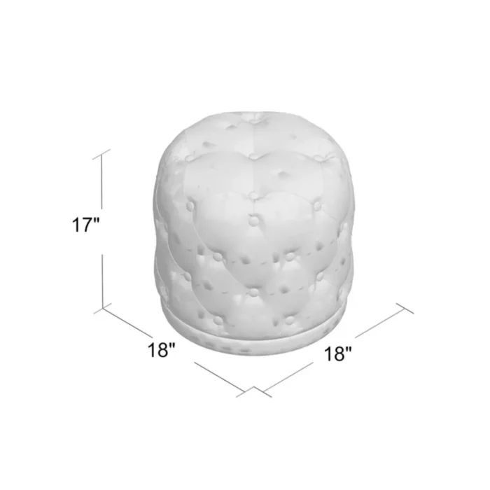 12-16 18” Wide Tufted Velvet Round Pouf With Storage | Storage Pouf - Image 4