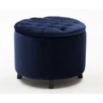 20” Wide Velvet Tufted Round Storage Poufs with Storage - Image 2