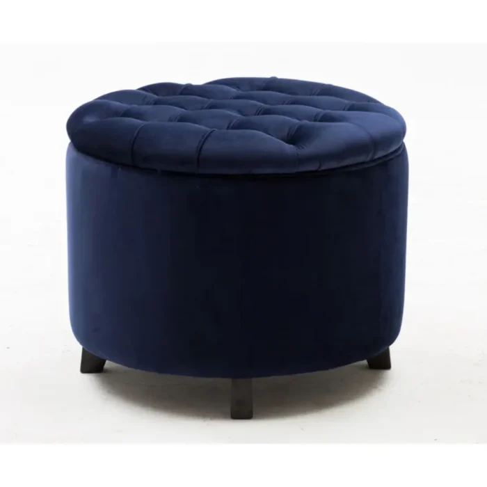 12-17 20” Wide Velvet Tufted Round Storage Poufs with Storage - Image 2