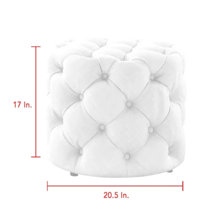 12-4 Marianna Modern Navy Velvet Round Pouf Set Of 2 - Image 6