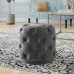 18” Wide Tufted Velvet Round Pouf With Storage | Storage Pouf