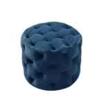 Marianna Modern Navy Velvet Round Pouf Set Of 2 - Image 2