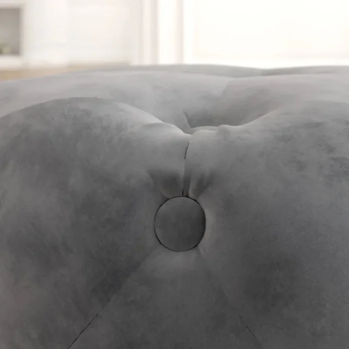 15-12 18” Wide Tufted Velvet Round Pouf With Storage | Storage Pouf - Image 3