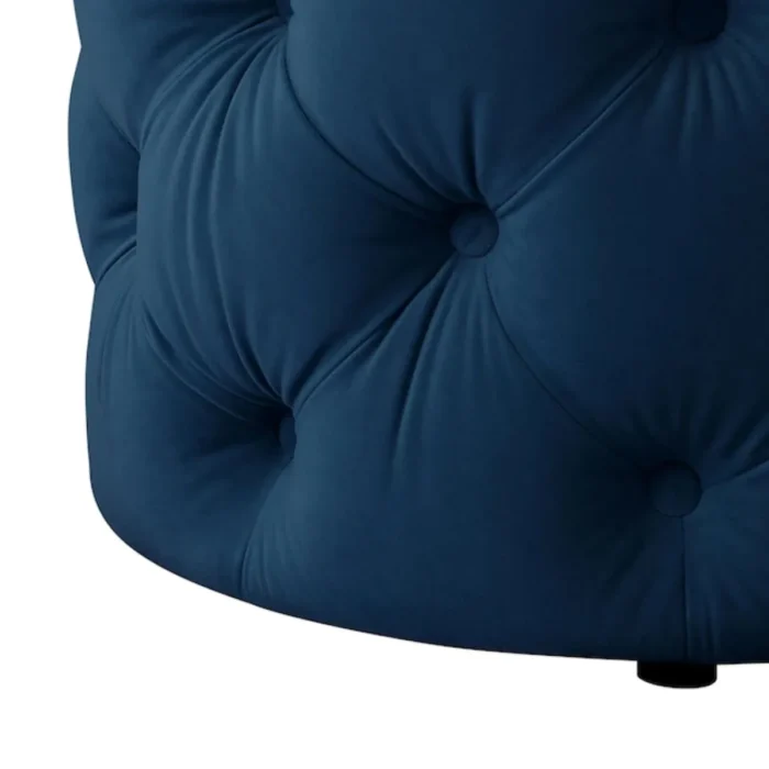 16-1 Marianna Modern Navy Velvet Round Pouf Set Of 2 - Image 5