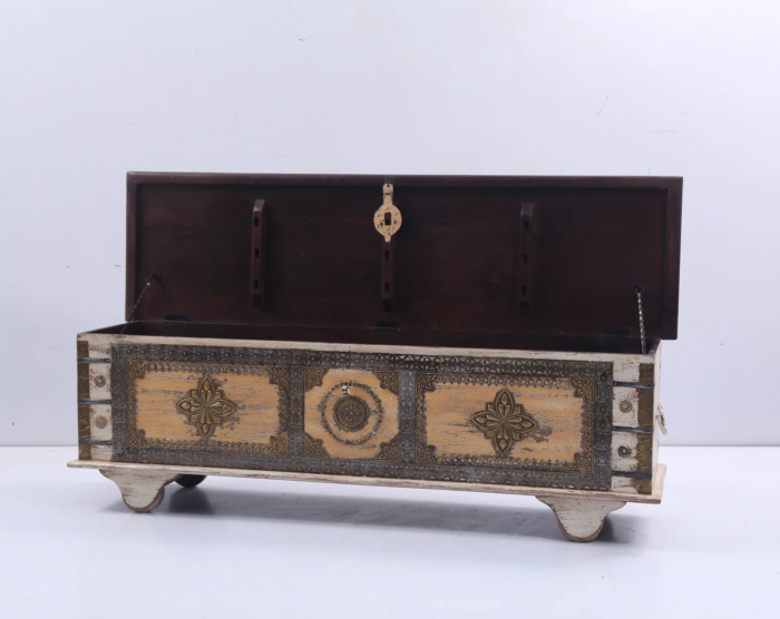 2-1 (1) Priti Brown and Cream Embellished Trunk - Image 3