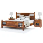 Priti : San Francisco Iron Grill Fitted Rustic Solid Wood Platform Bed Frame - Image 3