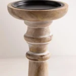SET OF 2 MANGO WOODEN CANDLE HOLDERS SADEL - Image 3