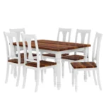 PRITI : Manila Two Tone Solid Wood Farmhouse Dining Table & Arm Chair Set - Image 3