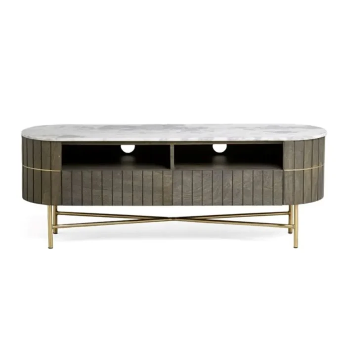 2-21 Piano Solid Wood Marble TV Cabinet - Image 4