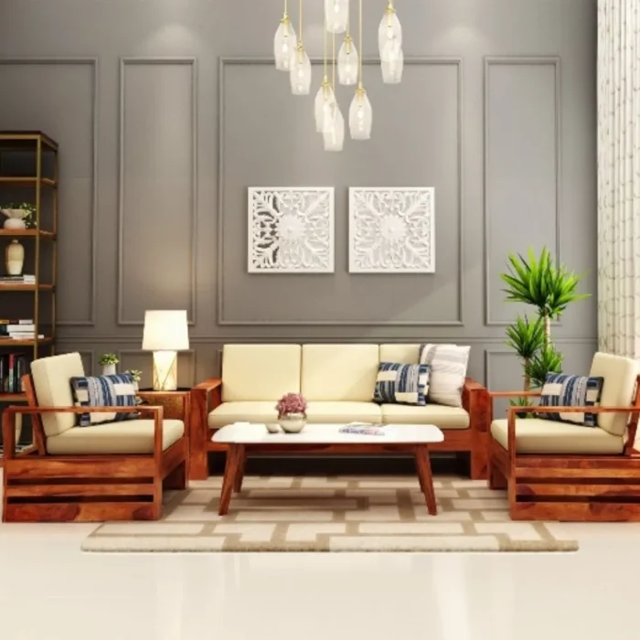 Priti : 5 Seater Wooden Sofa Set with Side Storage - Image 6