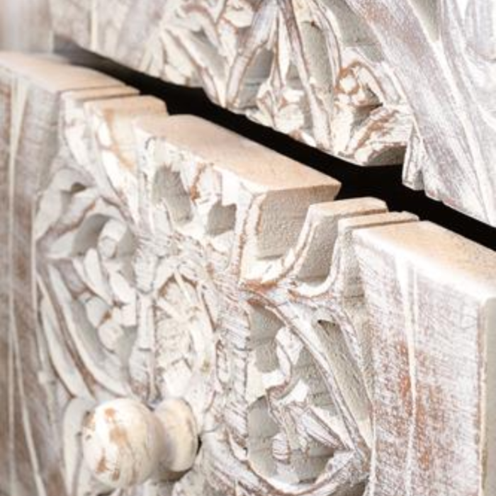 2-294 Accra Hand-Carved Wooden Chest of Drawers - Image 4