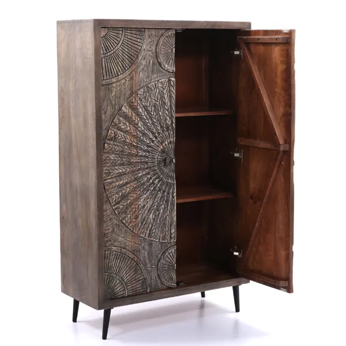 2-3 Olive Walnut Carved Cabinet - Image 2
