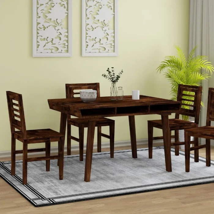 2-341 Nantes Solid Dark Walnut Wood 4 Seater Dining Table - Image 1