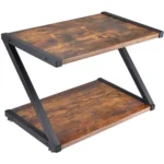 BLACK DESKTOP 2-TIER PRINTER STAND WITH MULTIPURPOSE WOOD STORAGE SHELVES - Image 2