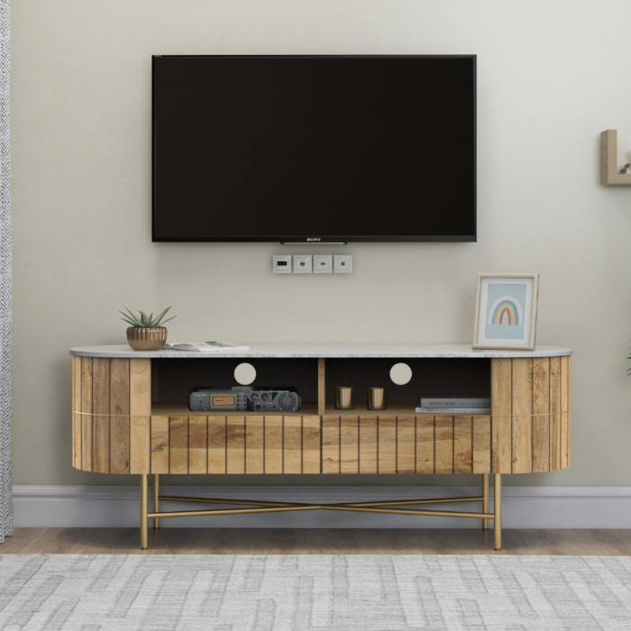 2-5 (1) Piano Solid Wood Marble TV Cabinet 2 - Image 4