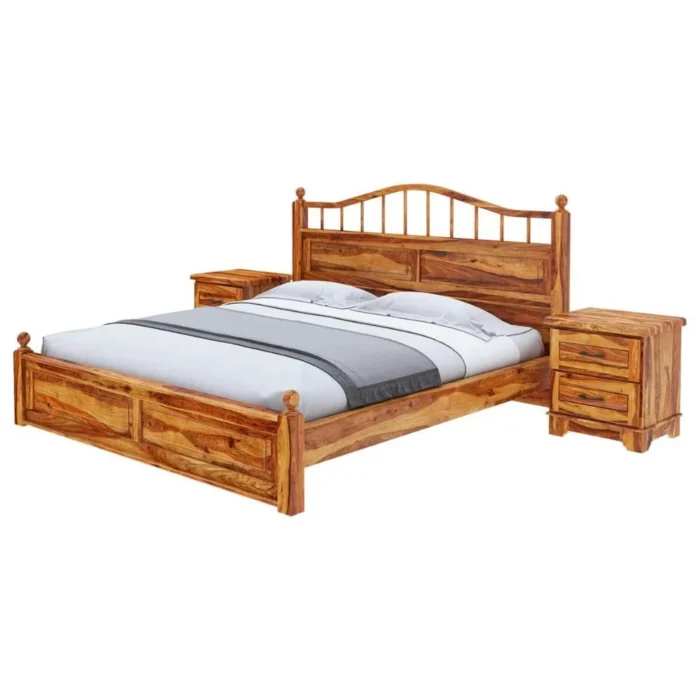 Priti : Colonial Rail Top Solid Wood Platform Bed Frame - Image 4