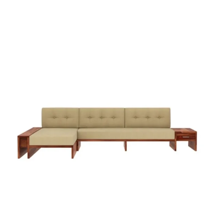 2-60 Priti : Valencia L-Shaped Wooden Sofa with Side Storage Drawer - Image 2