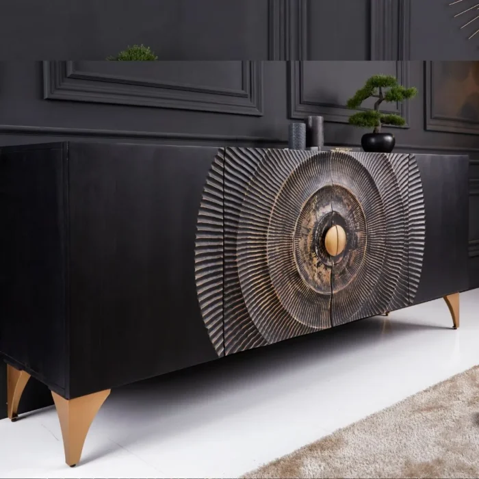 2-66 Golden Sunset 4 Door Wooden Sideboard - Image 7