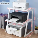 MULTI-LAYER 3 TIER PRINTER STAND | WHITE METAL WOOD STORAGE SHELF ORGANIZER - Image 4