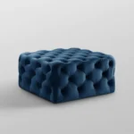 Lester Modern Navy Solid Velvet Poufs With Amazing Design - Image 2