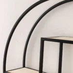 Floating Round Metal Wall Shelf Fix With 3 Strong Wood SHELF - Image 3