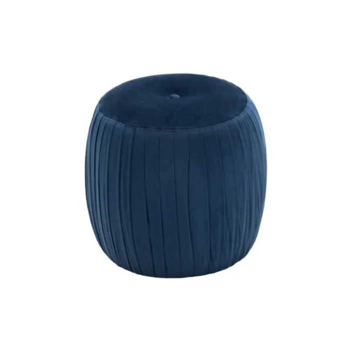 2-89 Sommer Glam Navy Velvet Round Ottoman In Solid Seat - Image 2