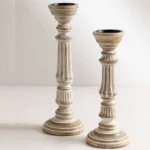 Set of 2 Solid Wooden Candle Holders